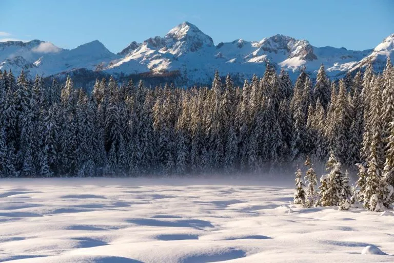 Triglav vanaf Pokljuka in de winter